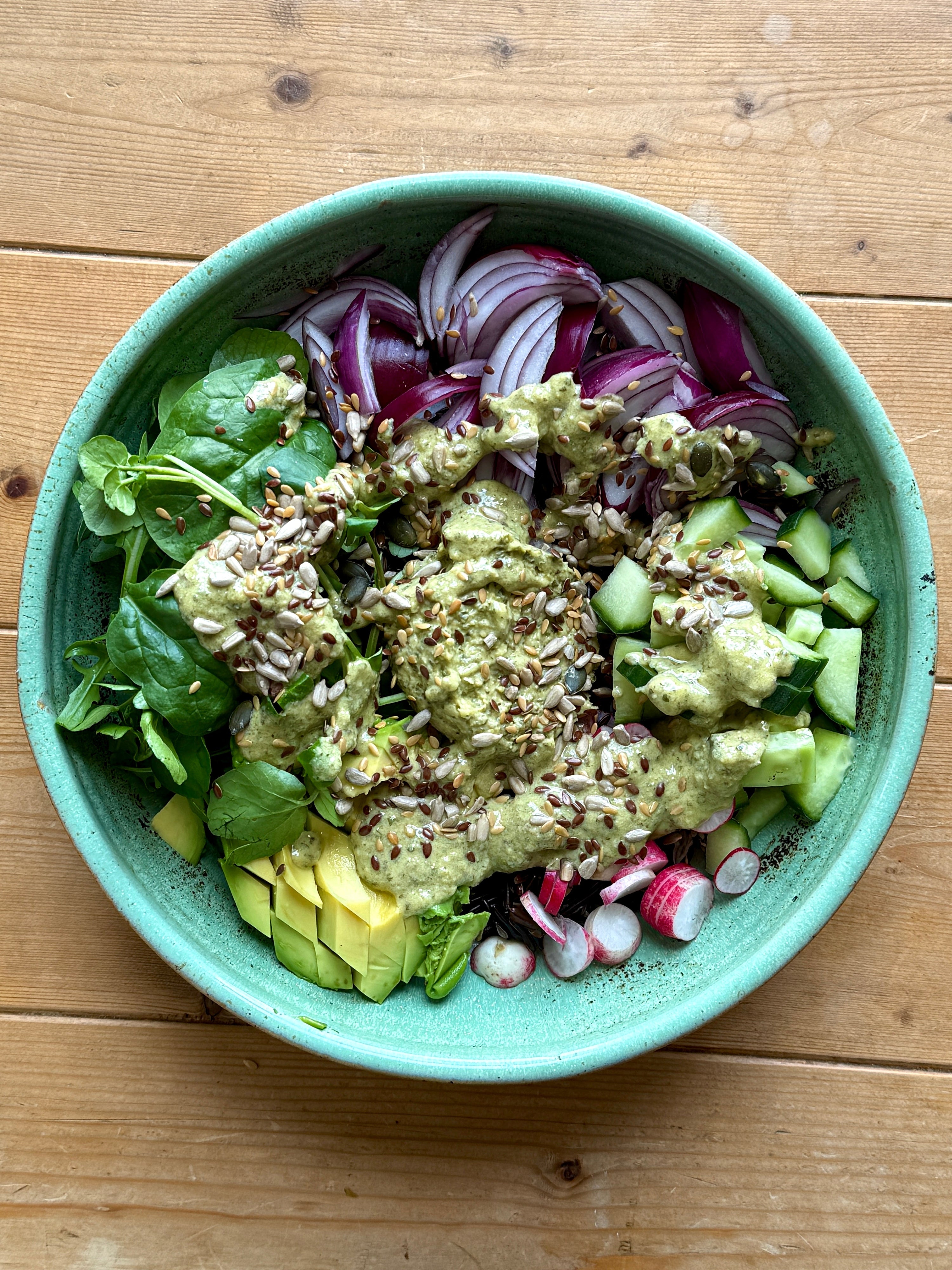 Green Goddess Bowl with Spinach Hummus Dressing