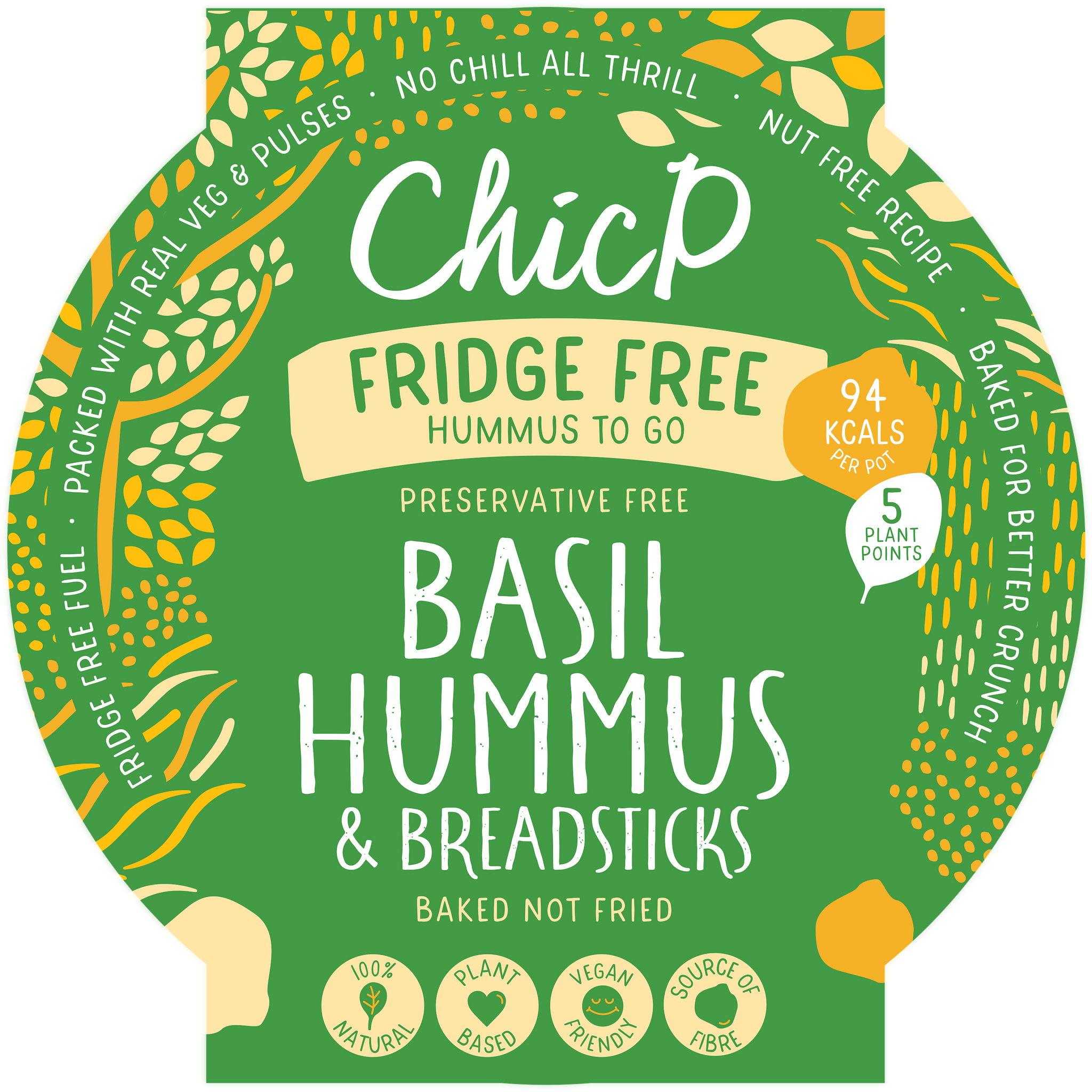 Basil Fridgeless Hummus Snack Pot (12x Units)