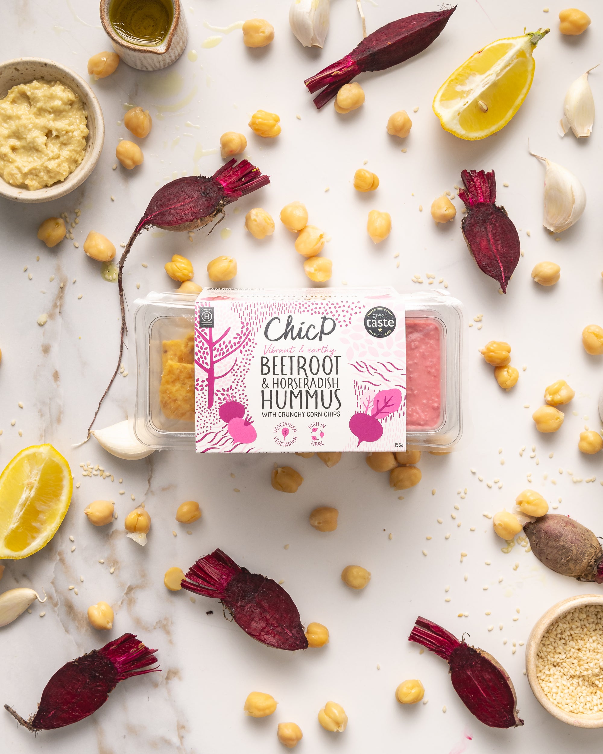 Beetroot & Horseradish Hummus Snack Pack