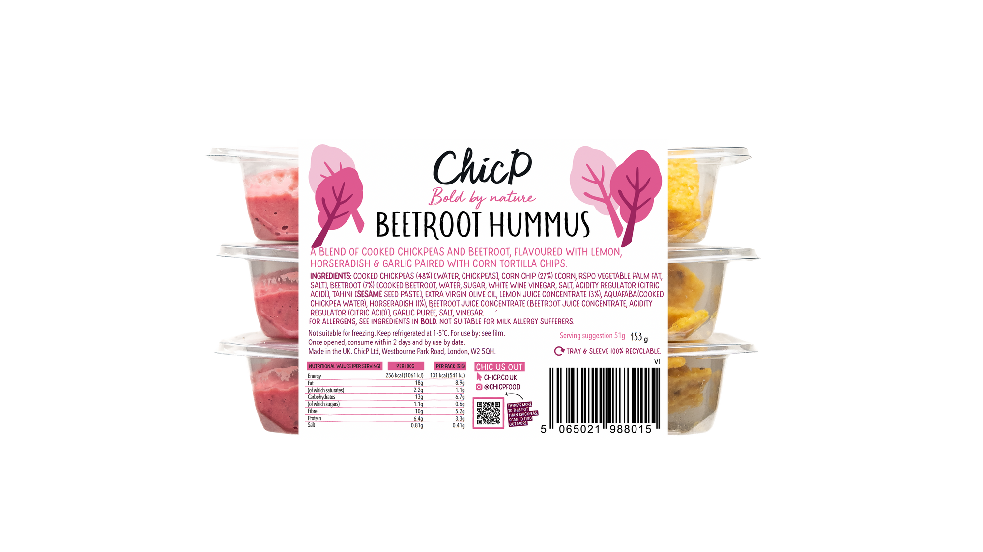 Beetroot & Horseradish Hummus Snack Pack
